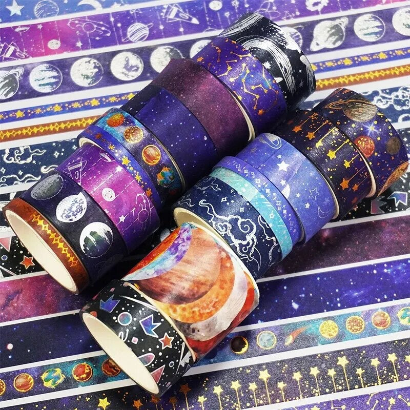 Starry Sky Washi Tape | 19 Rolls | Stars Planets Night Sky | Journalling Stationery - SweetpeaStore