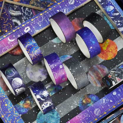 Starry Sky Washi Tape | 19 Rolls | Stars Planets Night Sky | Journalling Stationery - SweetpeaStore