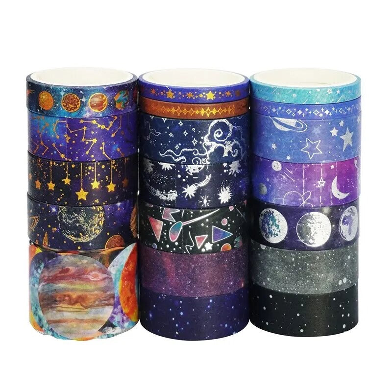 Starry Sky Washi Tape | 19 Rolls | Stars Planets Night Sky | Journalling Stationery - SweetpeaStore