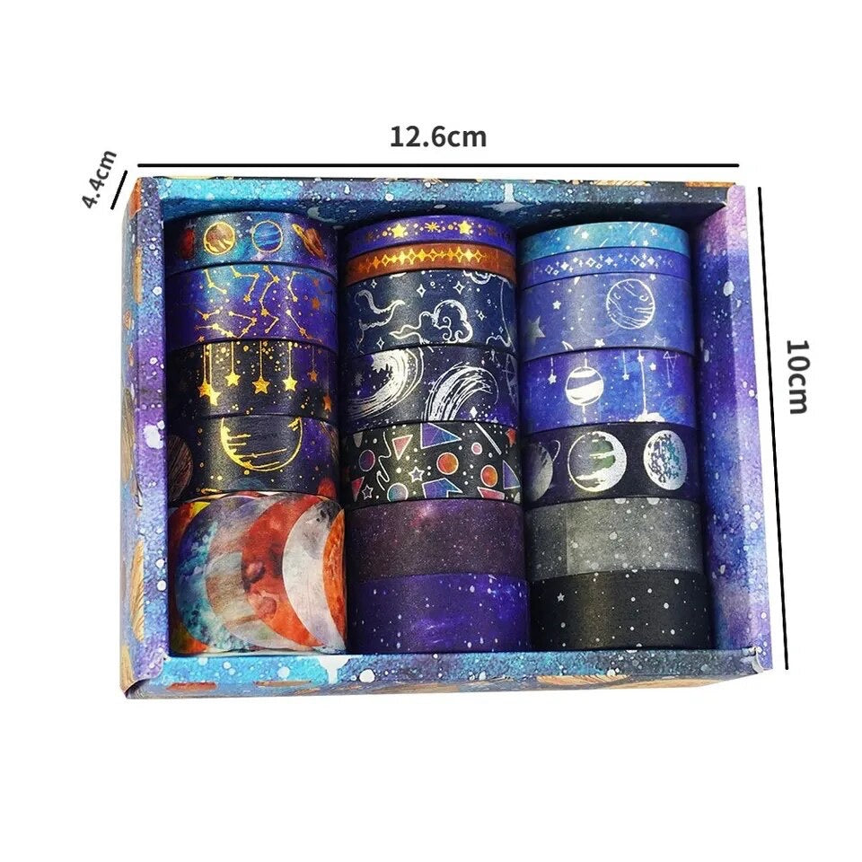 Starry Sky Washi Tape | 19 Rolls | Stars Planets Night Sky | Journalling Stationery - SweetpeaStore