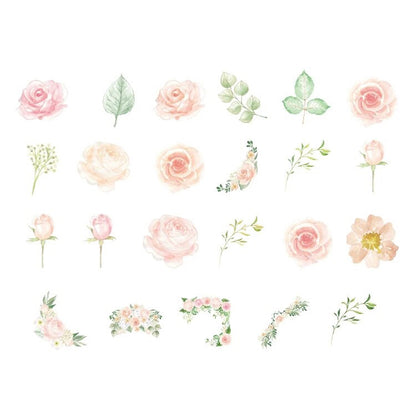 Rose Pink Flower Stickers | 46 Mini Box Scrapbooking Sticker | Journalling Albums Stationery - SweetpeaStore