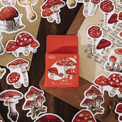 Mushroom Stickers | 46 Mini Box Scrapbooking Sticker | Journalling Stationery Albums - SweetpeaStore