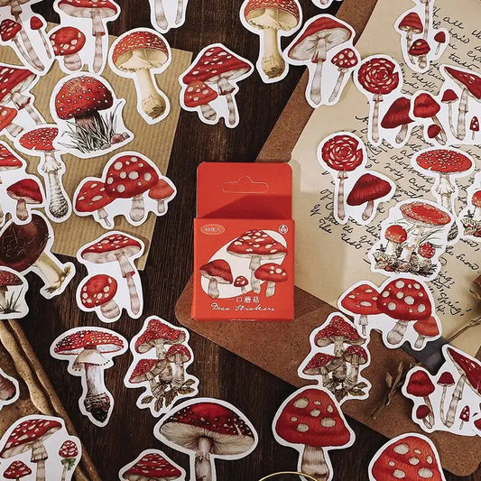 Mushroom Stickers | 46 Mini Box Scrapbooking Sticker | Journalling Stationery Albums - SweetpeaStore