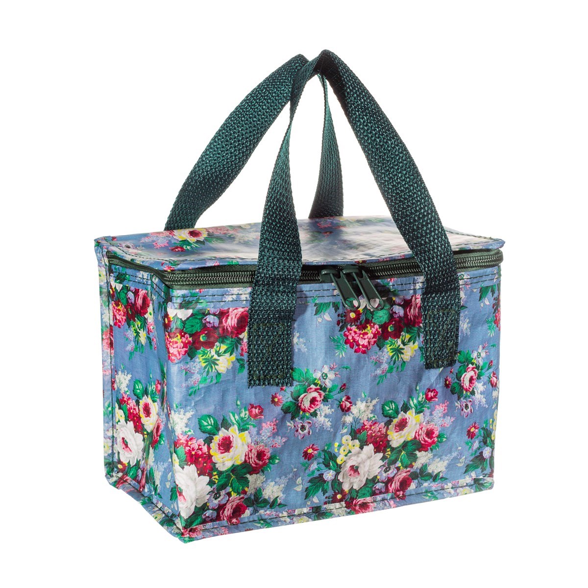 Sass & Belle Delphine Blue Vintage Rose Lunch Bag | L20 x W13 x H15.2cm | Snacks Lunch - SweetpeaStore