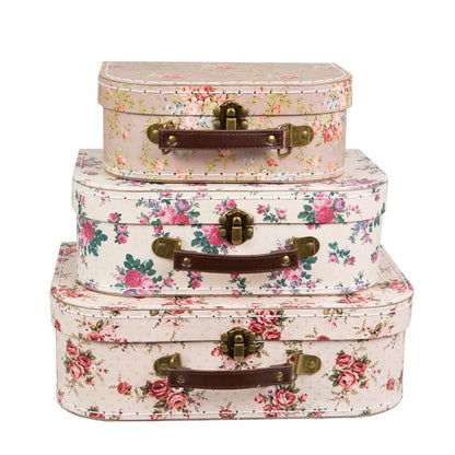 Sass & Belle Suitcase Trio | Set of 3 | Vintage Rose | Vintage Storage Suitcases - SweetpeaStore