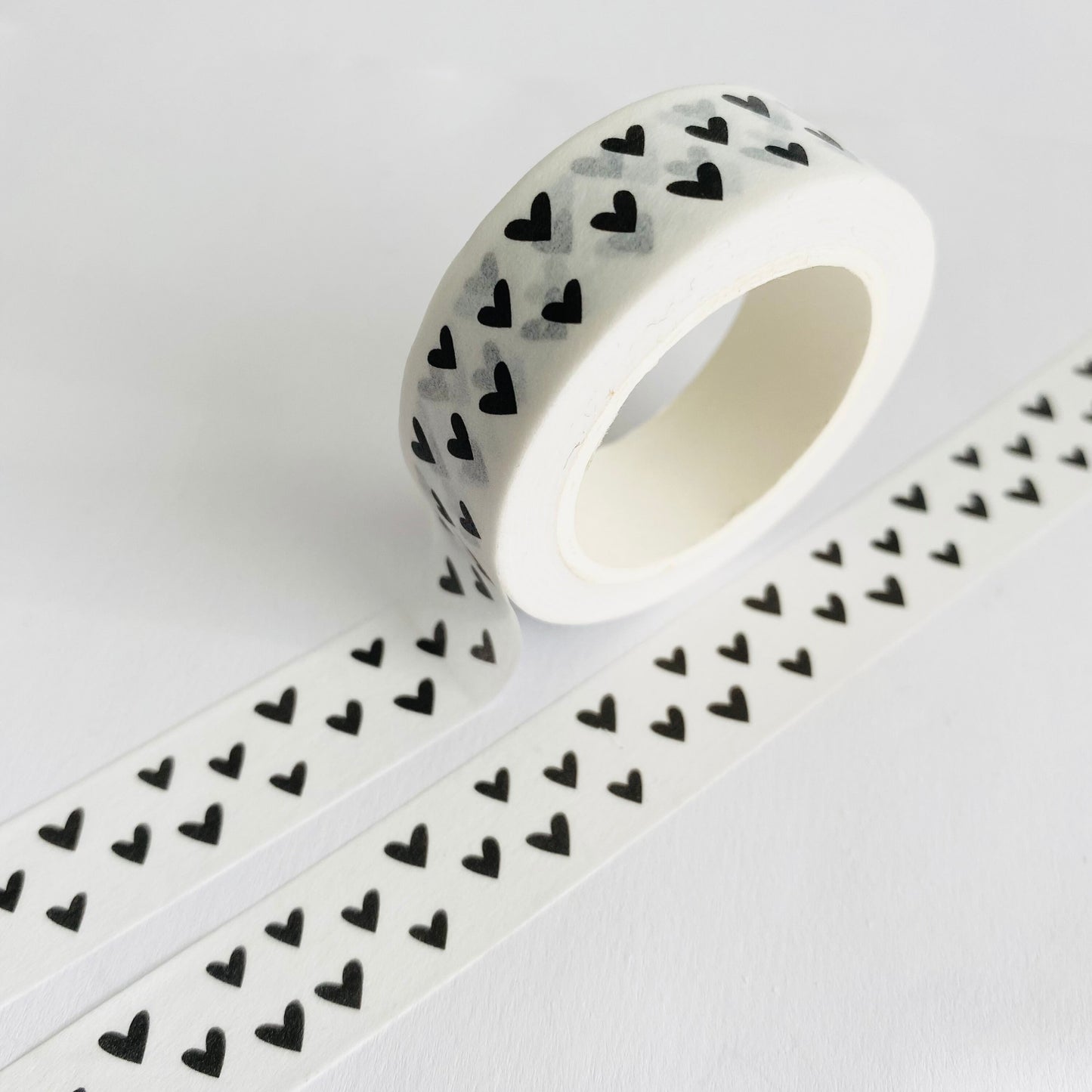 Black & White Washi Tape Dalmatian Spot and Heart Print Duo | 1.5cm x 10m x 2 | Stationery Journalling - SweetpeaStore