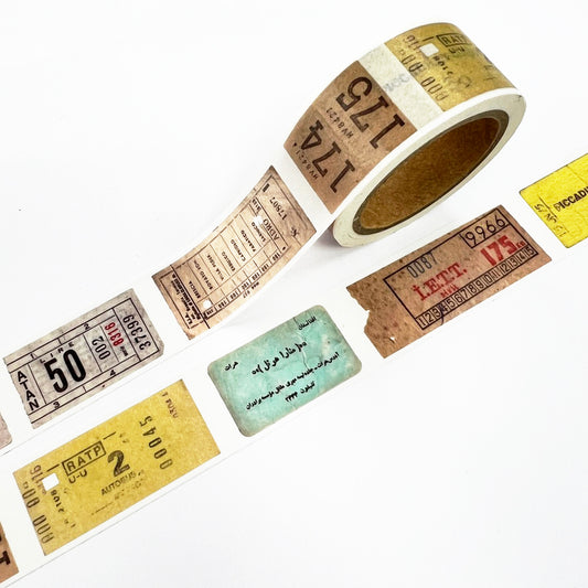 Vintage Ticket Washi Tape | 20mm x 10m | Journal Planner
