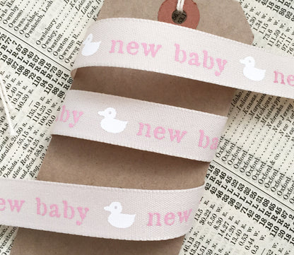New Baby & Christening Ribbon | Boy Girl Pink Blue Cream| 16mm 1m - 20m Roll  | Baby Shower Gender Reveal - SweetpeaStore