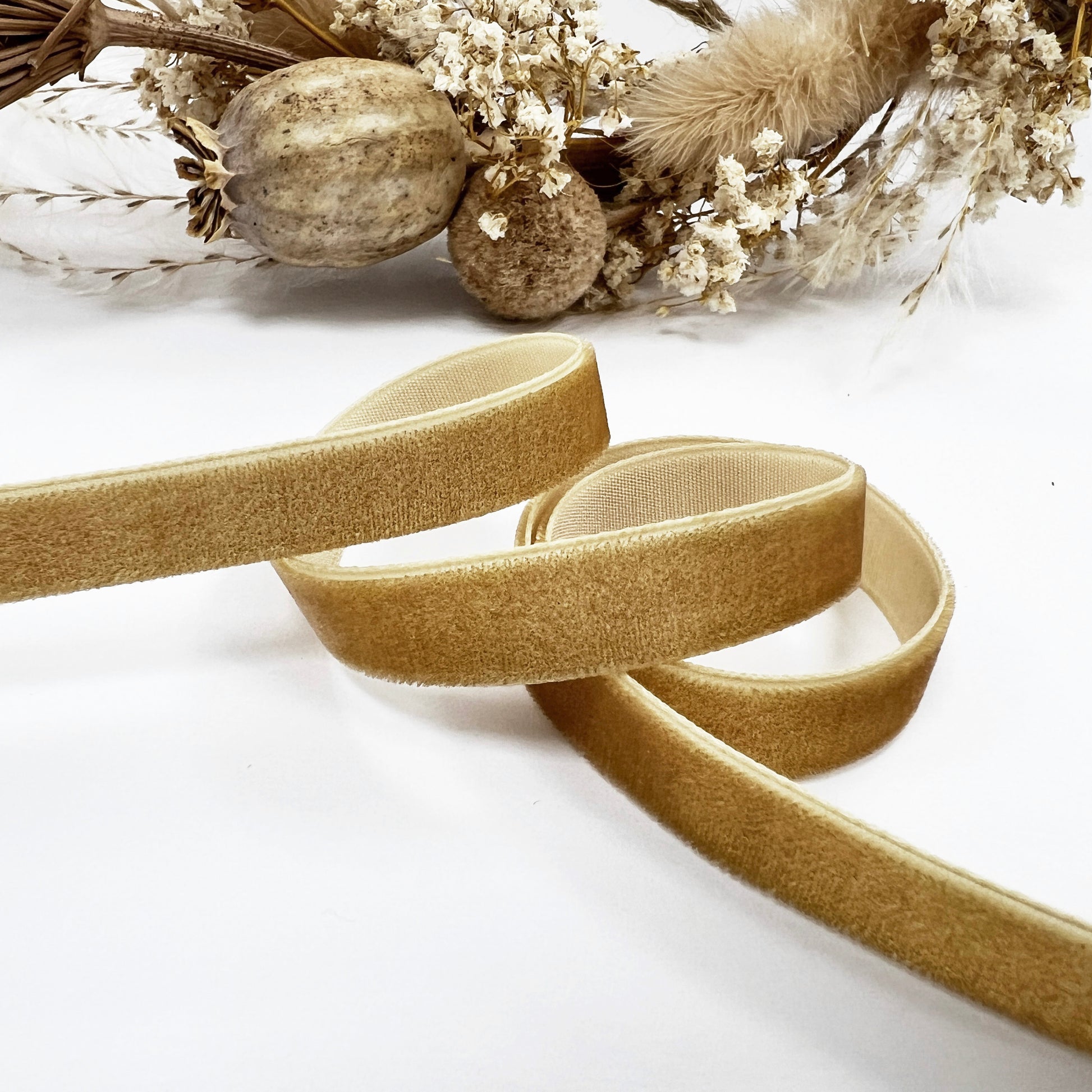 9mm Gold Velvet Ribbon | 1m or Full Roll | Single Sided | Invitations Craft Decorations Decor - SweetpeaStore