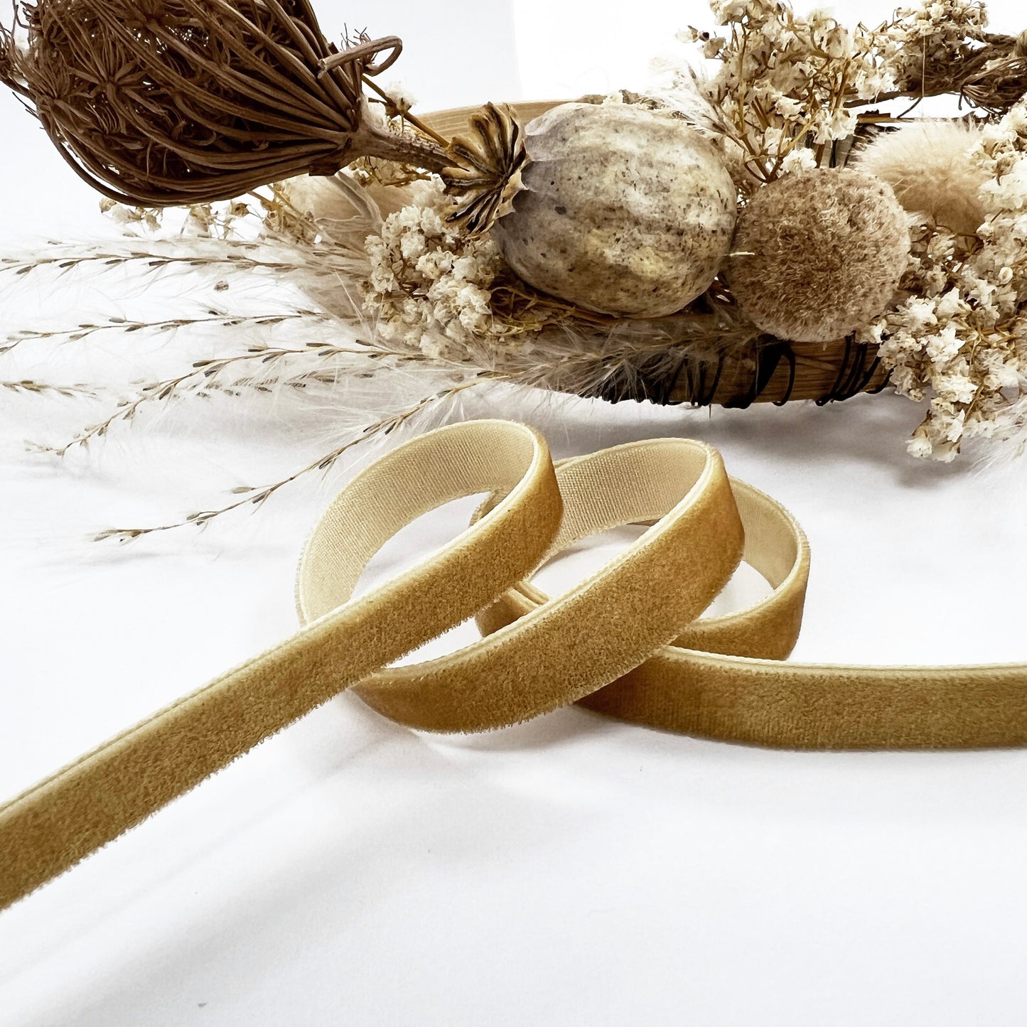 9mm Gold Velvet Ribbon | 1m or Full Roll | Single Sided | Invitations Craft Decorations Decor - SweetpeaStore