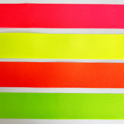 Neon Ribbon | 25mm x 20m | Fluorescent Green Yellow Pink & Orange | Metre or FULL ROLL | Sewing Wrapping Craft
