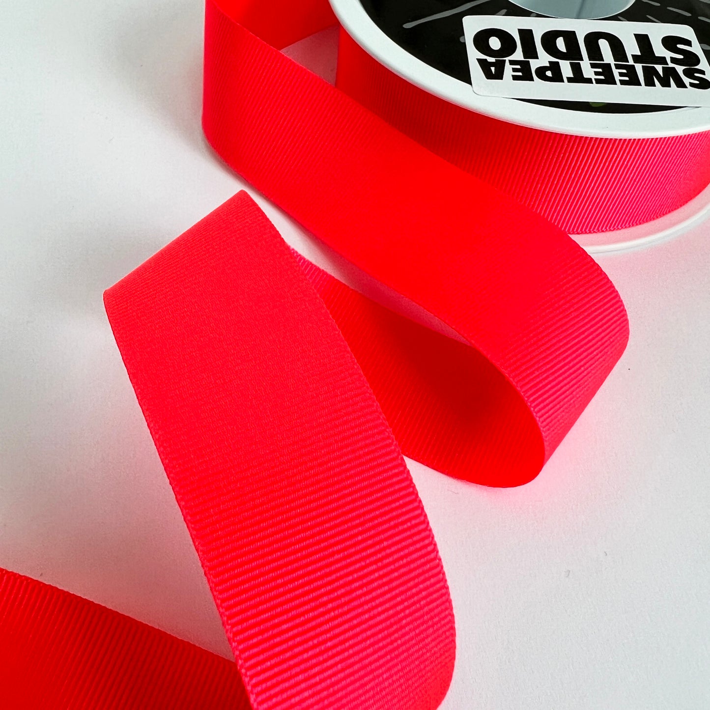 Neon Ribbon | 25mm x 20m | Fluorescent Green Yellow Pink & Orange | Metre or FULL ROLL | Sewing Wrapping Craft