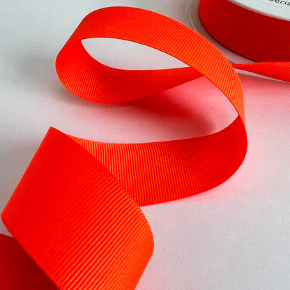 Neon Ribbon | 25mm x 20m | Fluorescent Green Yellow Pink & Orange | Metre or FULL ROLL | Sewing Wrapping Craft