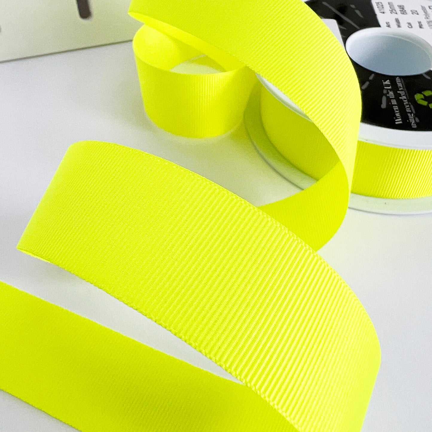 Neon Ribbon | 25mm x 20m | Fluorescent Green Yellow Pink & Orange | Metre or FULL ROLL | Sewing Wrapping Craft - SweetpeaStore