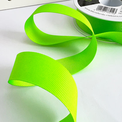 Neon Ribbon | 25mm x 20m | Fluorescent Green Yellow Pink & Orange | Metre or FULL ROLL | Sewing Wrapping Craft