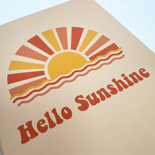 Retro Notebook 'Hello Sunshine' | Journal Stationery Gift Lined Book - SweetpeaStore