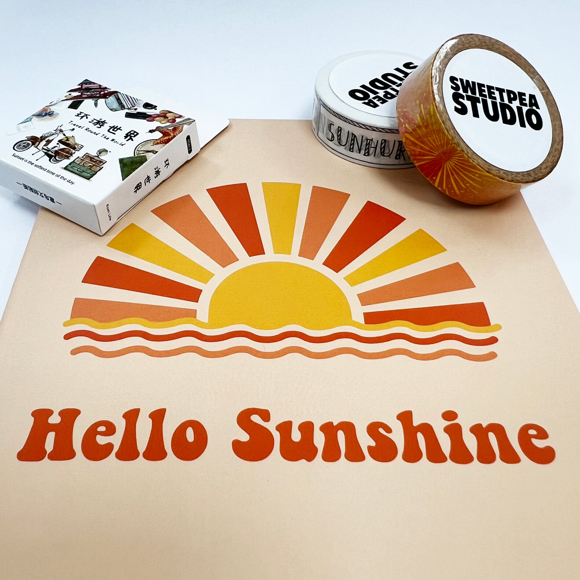 Hello Sunshine Travel Gift Box | Notebook Stickers Washi x2 15mm x 10m| Journalling - SweetpeaStore