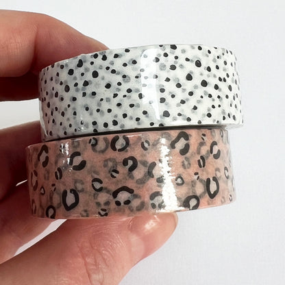 Animal Print Paper Washi Tape Set | Dalmatian & Pink Leopard Print | 15mm x 10m | Journalling Scrapbook Planner - SweetpeaStore