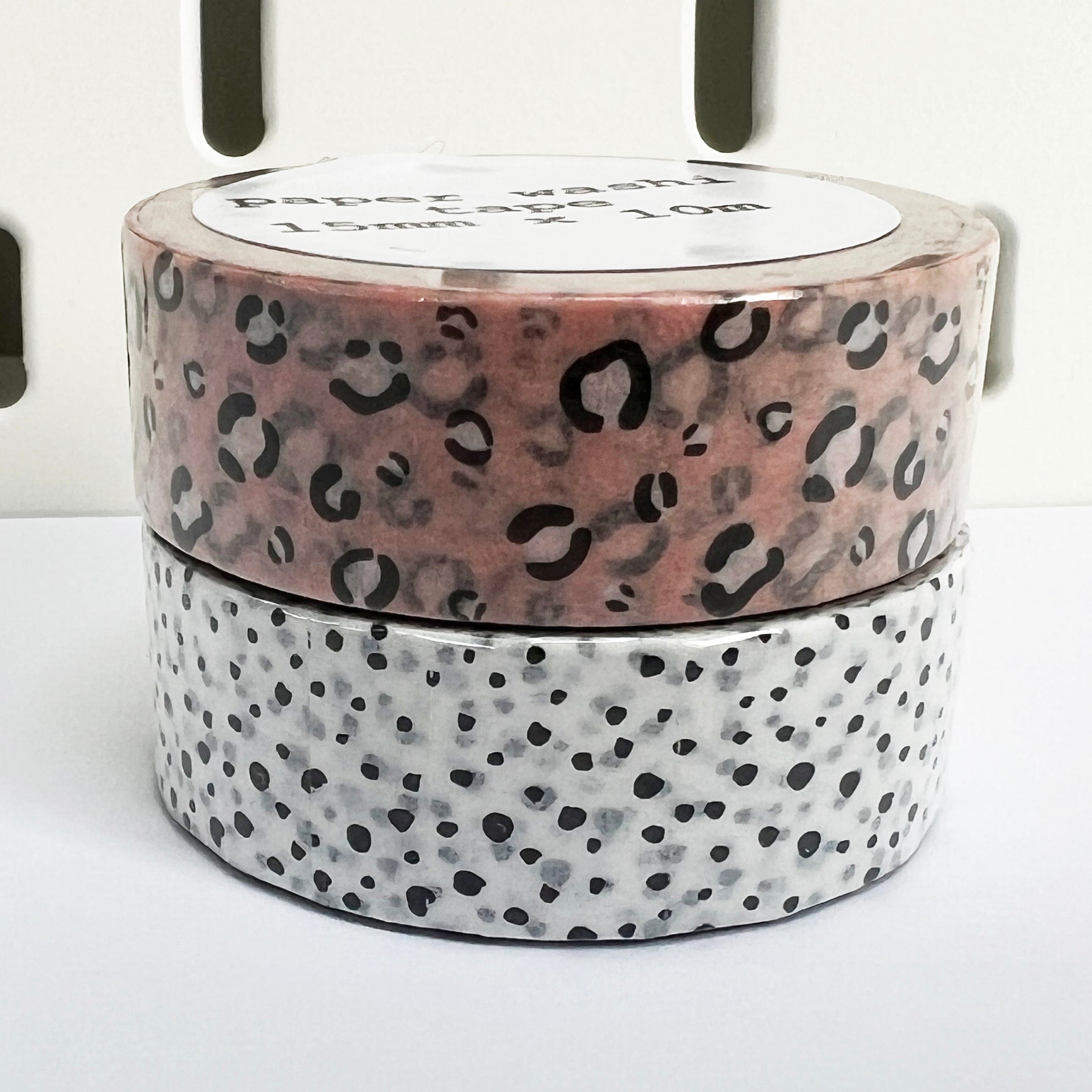 Animal Print Paper Washi Tape Set | Dalmatian & Pink Leopard Print | 15mm x 10m | Journalling Scrapbook Planner - SweetpeaStore