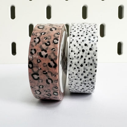 Animal Print Paper Washi Tape Set | Dalmatian & Pink Leopard Print | 15mm x 10m | Journalling Scrapbook Planner - SweetpeaStore