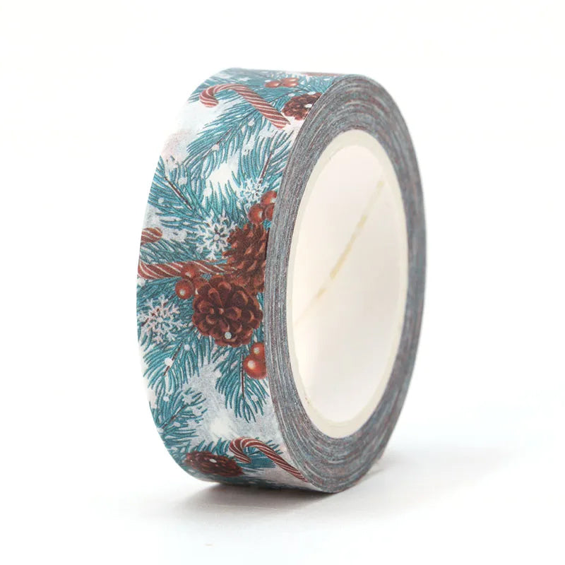 Christmas Pine Cones Washi Paper Tape | 15mm x 10m | Scrapbooking Journalling - SweetpeaStore