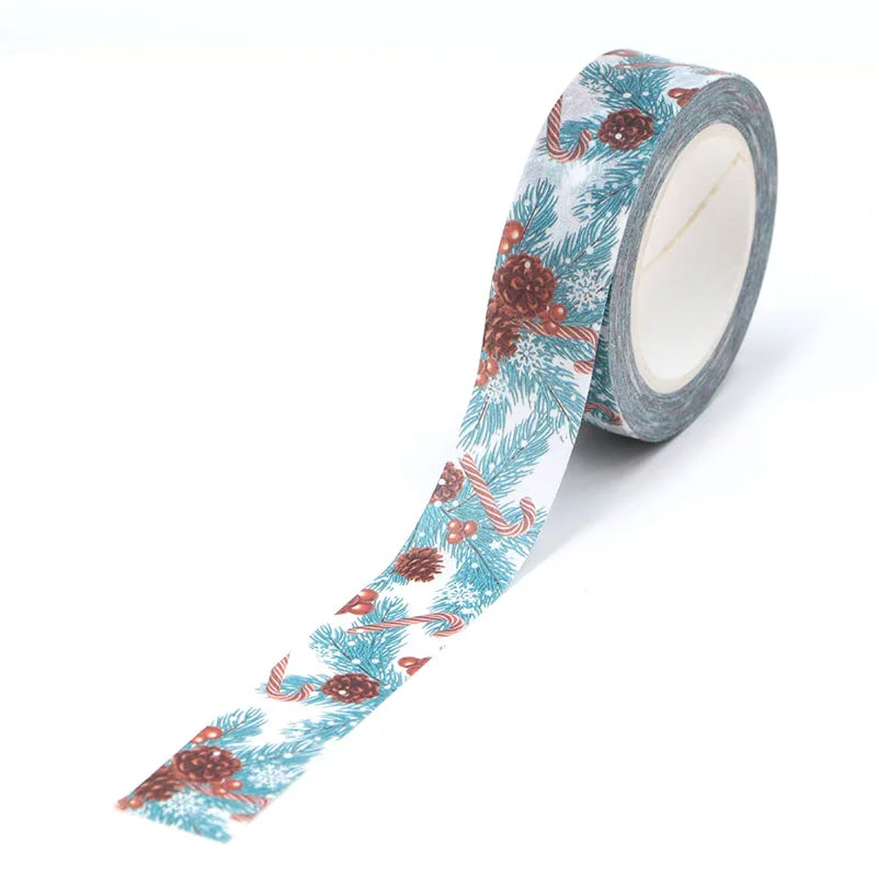 Christmas Pine Cones Washi Paper Tape | 15mm x 10m | Scrapbooking Journalling - SweetpeaStore