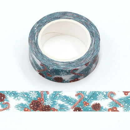 Christmas Pine Cones Washi Paper Tape | 15mm x 10m | Scrapbooking Journalling - SweetpeaStore