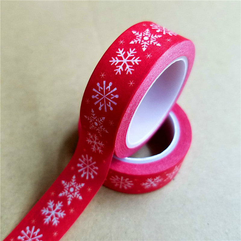 Christmas Washi Tape | Red White Snowflakes Christmas Trees 15mm x 10m | Set 3 - SweetpeaStore