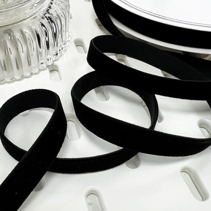 9mm Black Velvet Ribbon | 1m or Full Roll | Single Sided | Invitations Valentine's Craft Decorations Decor