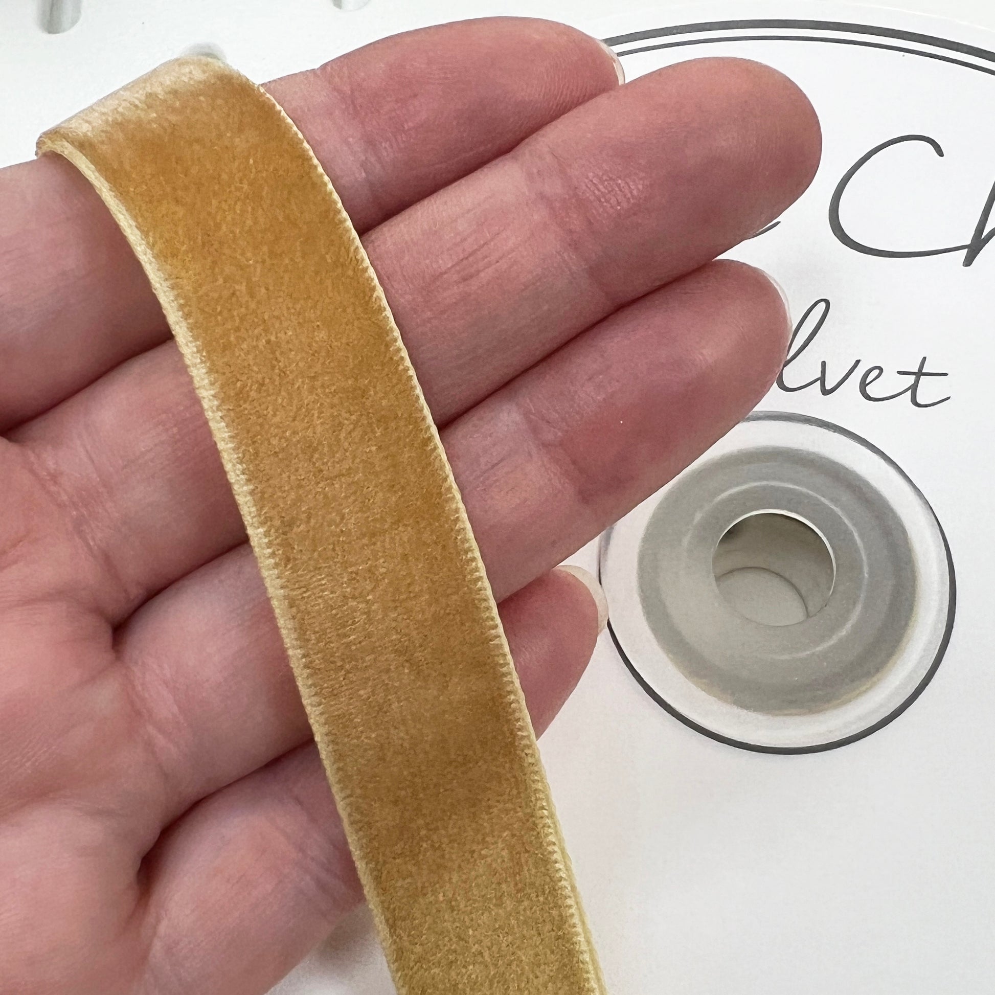 16mm Gold Velvet Ribbon | 1m or Full Roll | Single Sided | Invitations Craft Decorations Decor - SweetpeaStore