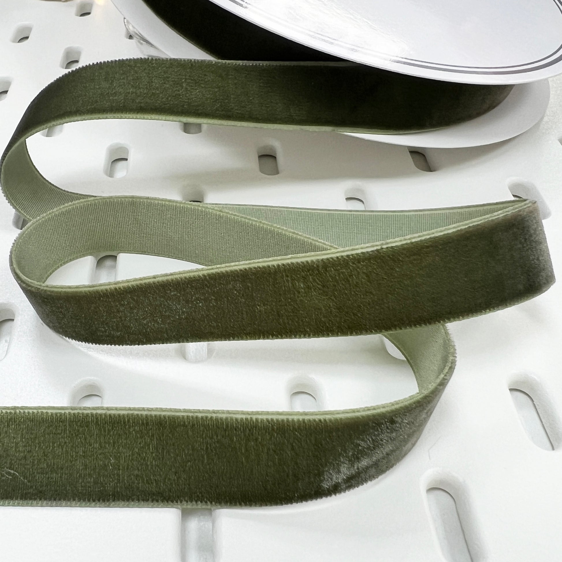 16mm Green Sage Velvet Ribbon | 1m or Full Roll | Single Sided | Invitations Craft Decorations Decor - SweetpeaStore