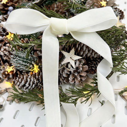 22mm Antique White Cream Velvet Ribbon | 1m or Full Roll | Single Sided | Invitations Valentine's Craft Decorations Decor - SweetpeaStore