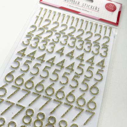 Number Stickers Gold Glitter Scrapbooking Craft Peel-Off Sticker - SweetpeaStore