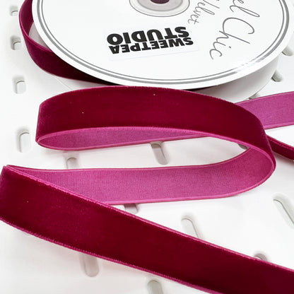 16mm Red Berry Velvet Ribbon | 1m or Full Roll | Single Sided | Invitations Valentine's Craft Decorations Decor - SweetpeaStore