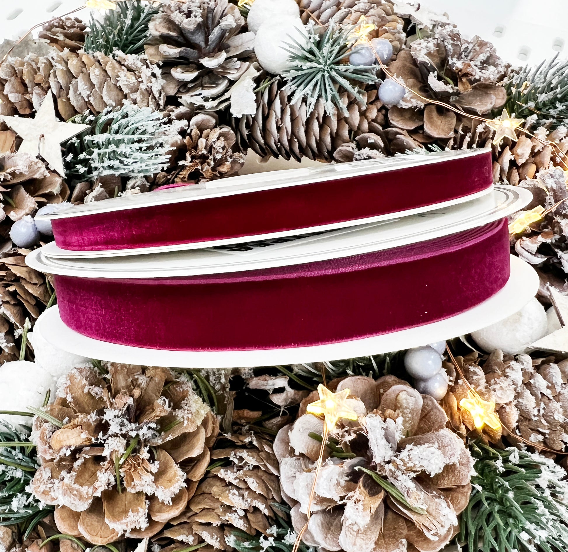 16mm Red Berry Velvet Ribbon | 1m or Full Roll | Single Sided | Invitations Valentine's Craft Decorations Decor - SweetpeaStore