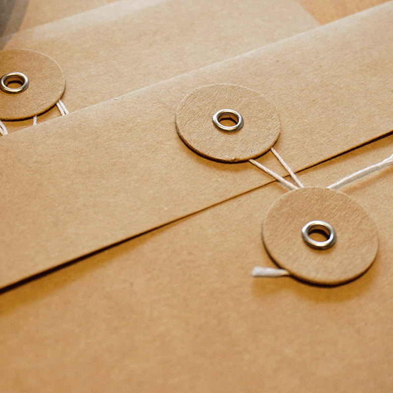 Set of 10 Brown Kraft Washer & String Envelopes - 11.5cm x 17cm - SweetpeaStore