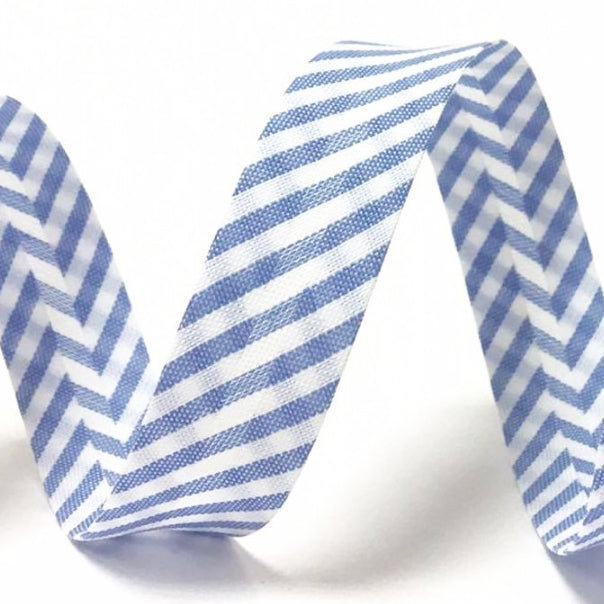 Bias Binding | 18mm Vintage Stripe Folded & Double Fold | Blue Royal Blue White | Sewing Quilting Craft - SweetpeaStore