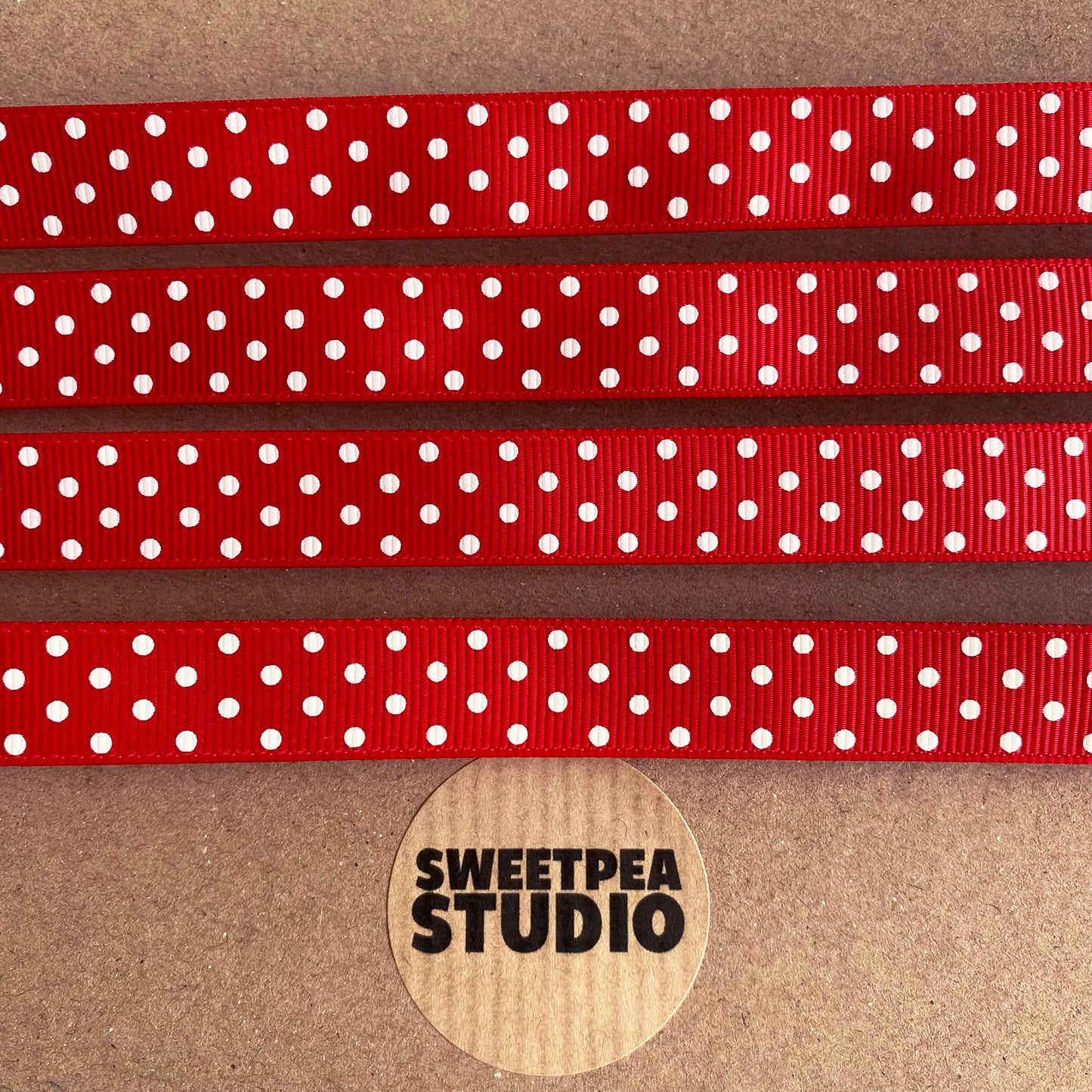 Spot Grosgrain Ribbon | Red 16mm Polka Dot Spot | 1m 25m Roll | Valentines Day - SweetpeaStore