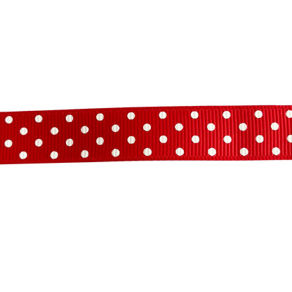 Spot Grosgrain Ribbon | Red 16mm Polka Dot Spot | 1m 25m Roll | Valentines Day - SweetpeaStore