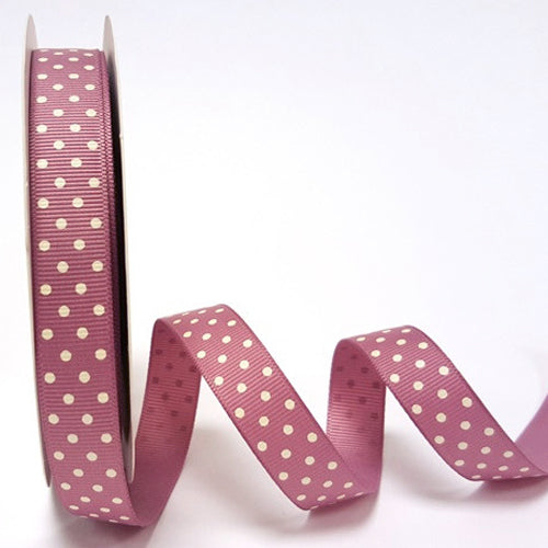 Spot Grosgrain Ribbon | Vintage Rose 16mm Polka Dot Spot | 1m 25m Roll - SweetpeaStore