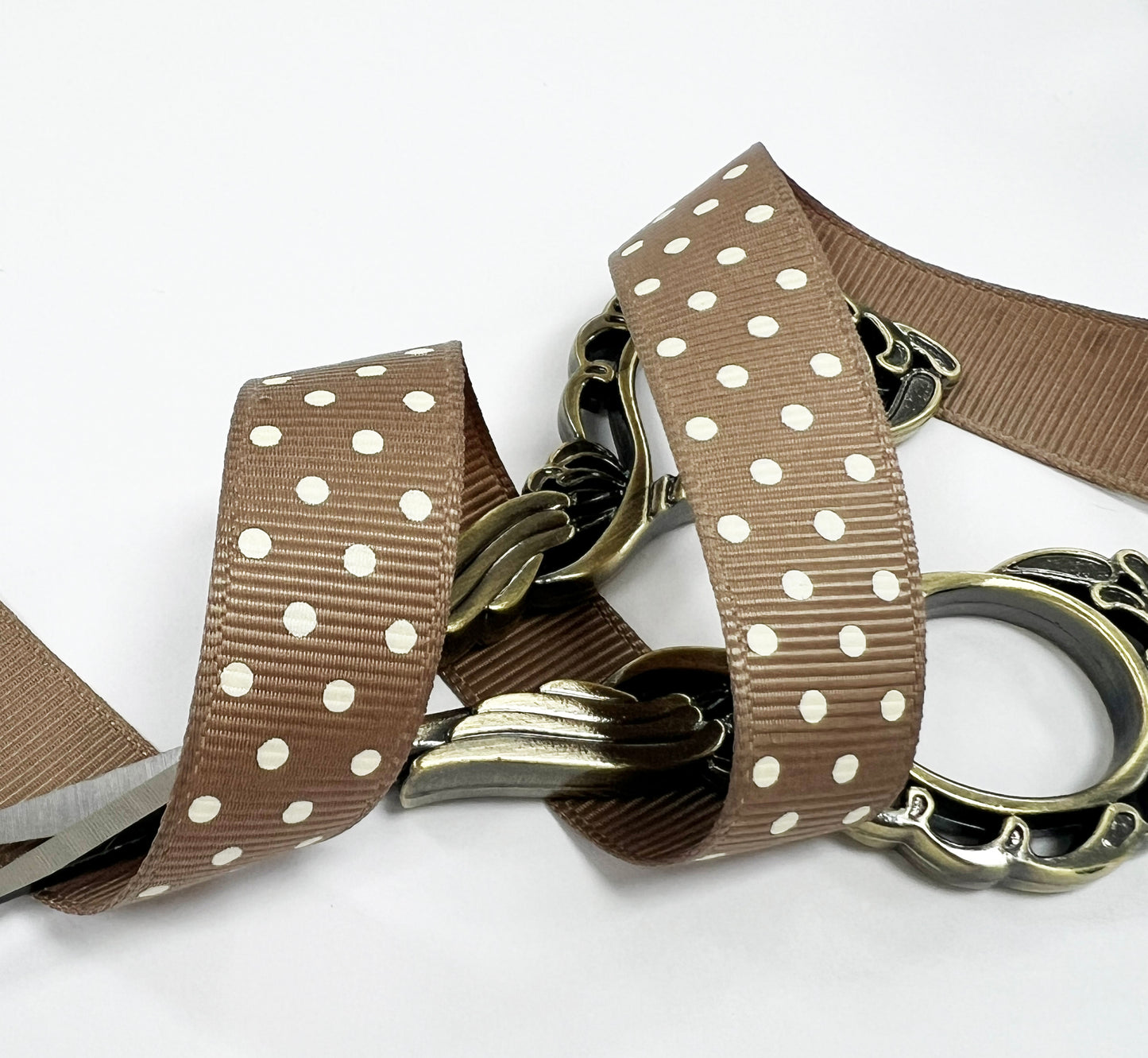 Spot Grosgrain Ribbon | Brown 16mm Polka Dot Spot | 1m 25m Roll - SweetpeaStore