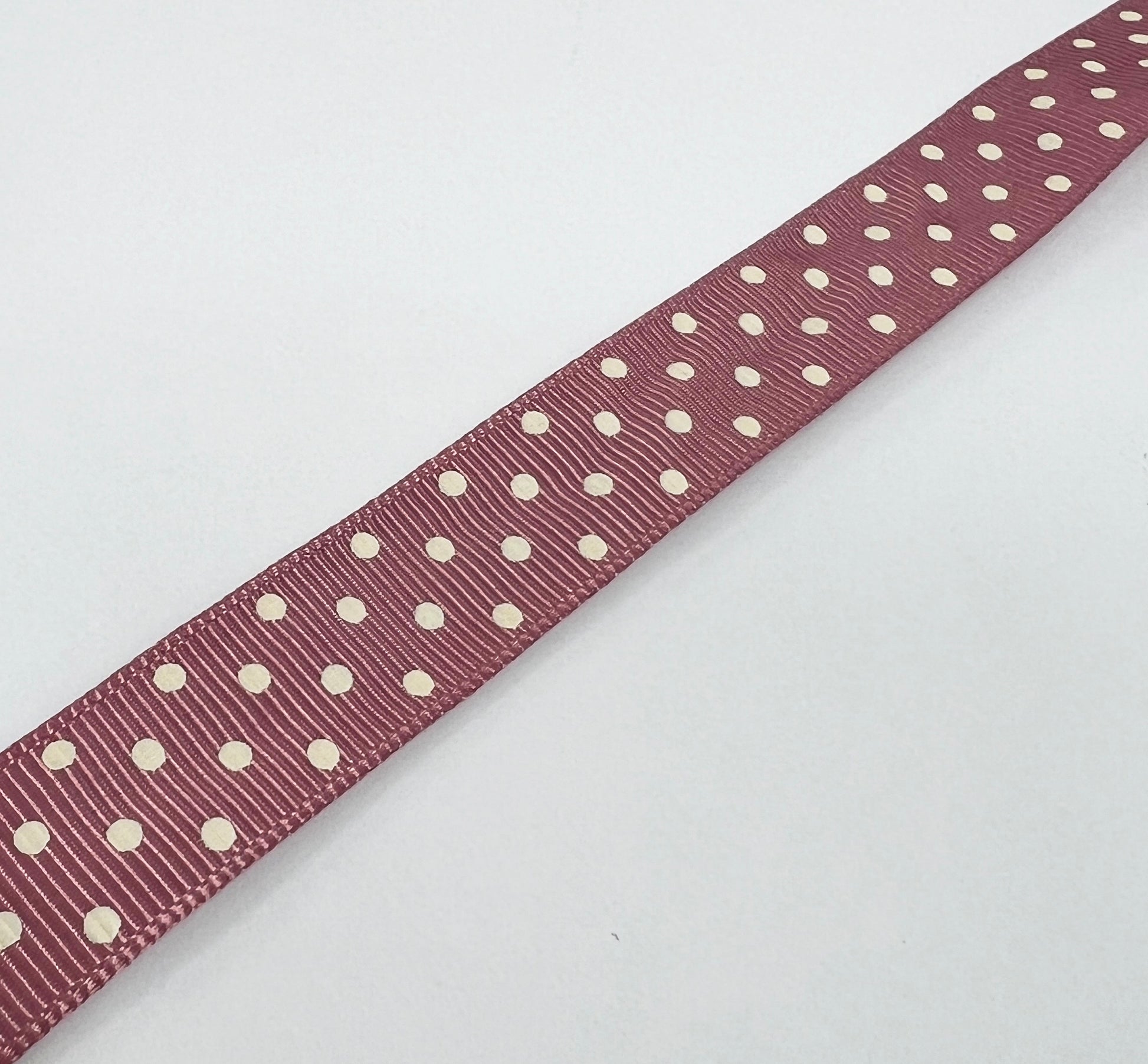 Spot Grosgrain Ribbon | Vintage Rose 16mm Polka Dot Spot | 1m 25m Roll - SweetpeaStore