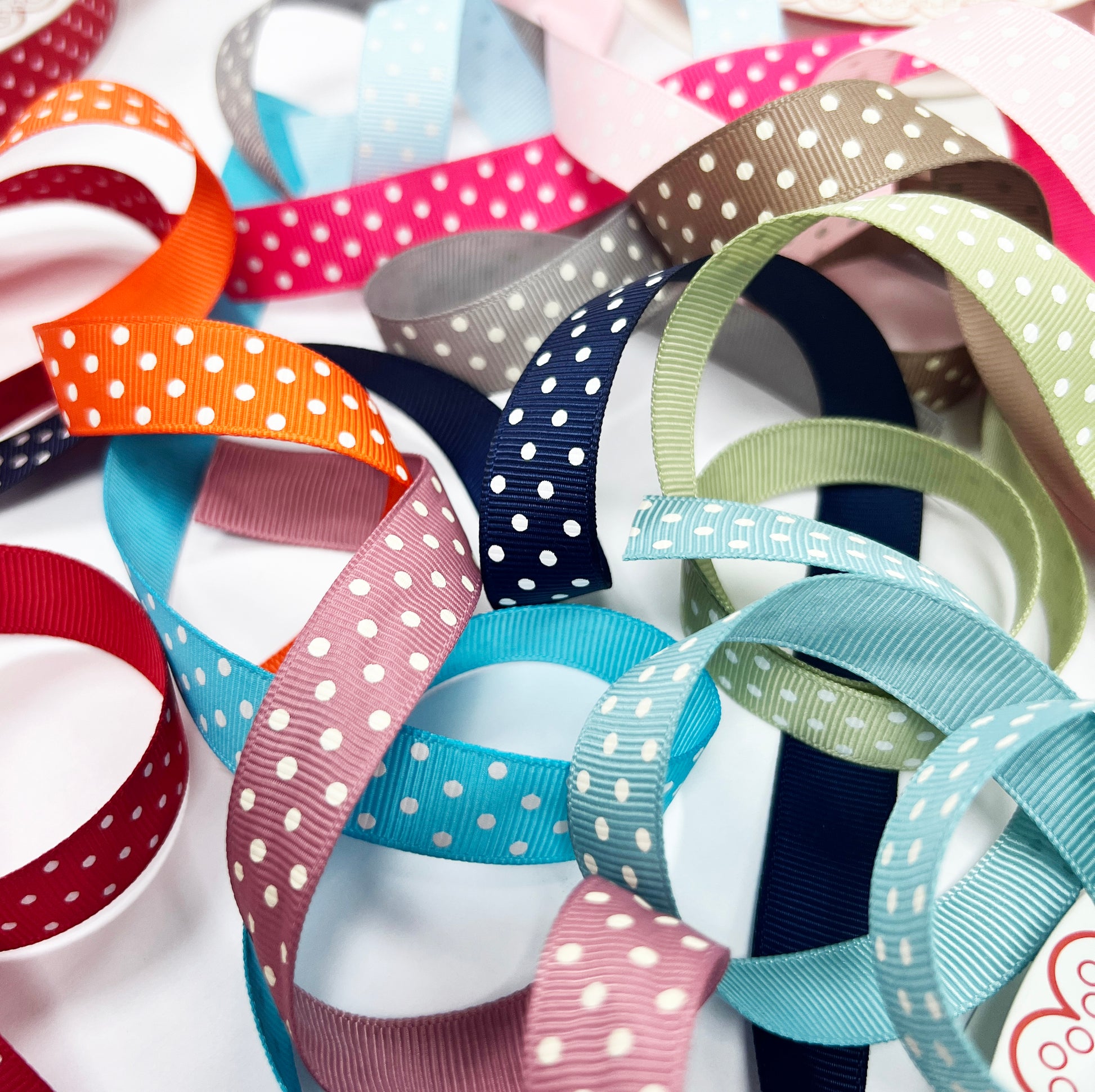 Spot Grosgrain Ribbon | Vintage Rose 16mm Polka Dot Spot | 1m 25m Roll - SweetpeaStore