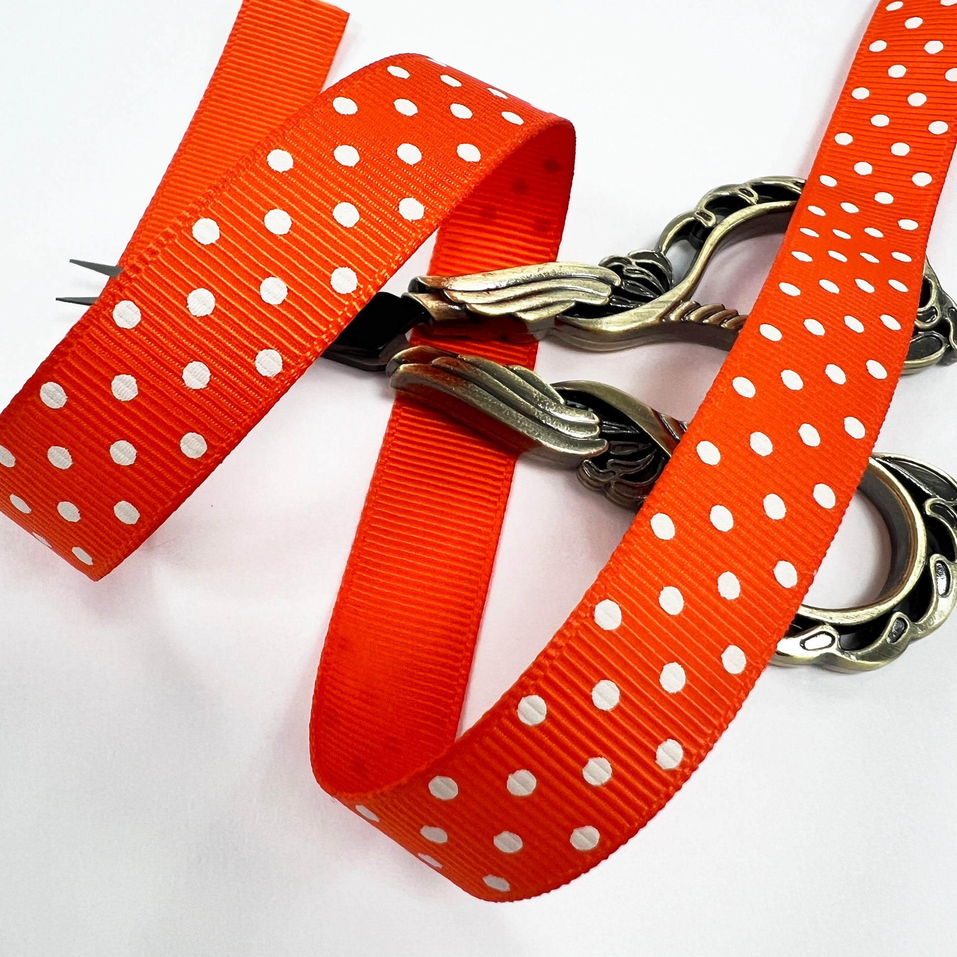 Spot Grosgrain Ribbon | Orange 16mm Polka Dot Spot | 1m 25m Roll - SweetpeaStore