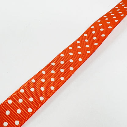 Spot Grosgrain Ribbon | Orange 16mm Polka Dot Spot | 1m 25m Roll - SweetpeaStore