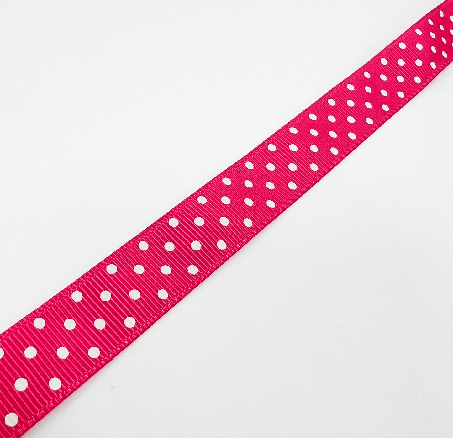 Spot Grosgrain Ribbon | Hot Pink 16mm Polka Dot Spot | 1m 25m Roll | Valentine's Day - SweetpeaStore