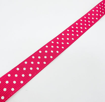 Spot Grosgrain Ribbon | Hot Pink 16mm Polka Dot Spot | 1m 25m Roll | Valentine's Day - SweetpeaStore