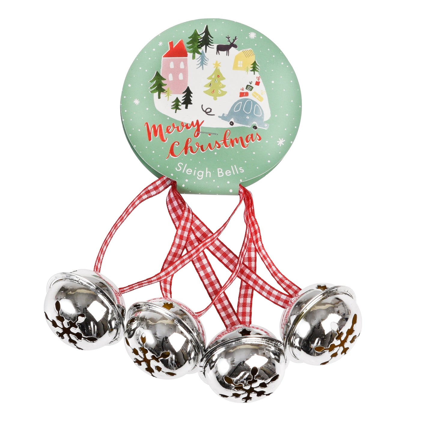 Set Of 4 Christmas Silver Jingle Bells - SweetpeaStore