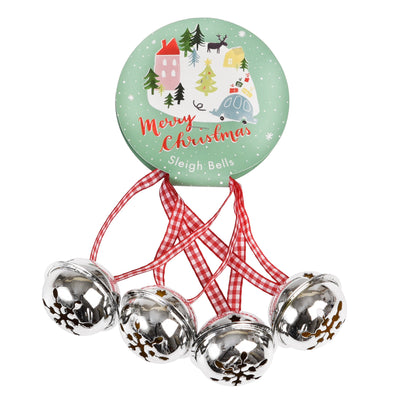 Set Of 4 Christmas Silver Jingle Bells - SweetpeaStore