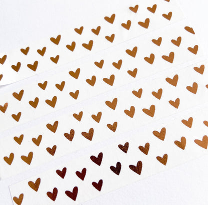 Rose Gold Foil Heart White Paper Washi Tape - 15mm x 10m - SweetpeaStore